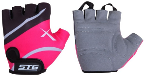Перчатки STG летние быстросъемные размер M, черно-розовые, застежка на липучке, материал-кожа+лайкра