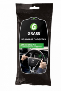 Влажные салфетки для очистки рук с антибак. эффект., GRASS