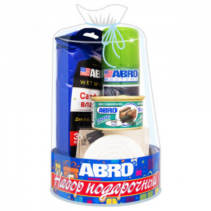 Набор подарочный зимний № 8 ABRO (освеж. воздуха, салфетка, полироль, держ-ль освеж. воздуха)