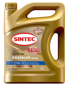 Масло моторное синтетическое Sintec Premium 9000 SAE 0W-30 ACEA C3 API SP/CF 5л Акция 5л по цене 4л 