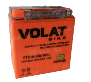 Аккумулятор VOLAT МОТО 16 Ah YTX16-BS(iGEL) L+ Китай