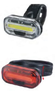 Комплект фонарей велосипедных STG: задний+передний JY-6068, Резин/хомут. Батарея 2*CR2032