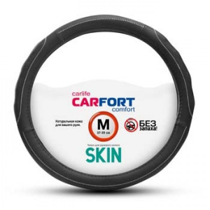 Оплетка CARFORT SKIN, кожа, черная, М
