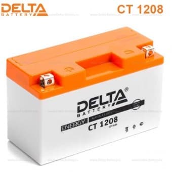 Аккумулятор DELTA MOTO AGM 12V8 1208 (YT7B-BS, YT7B-4, YT9B-BS) 150*66*94 
