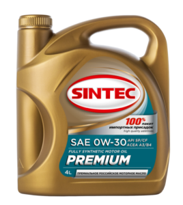 Моторное масло Sintec Premium SAE 0W30 SP/CF, 4 л