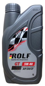 Моторное масло Rolf GT SAE 5w40 API SN/CF синт., пластик 1л