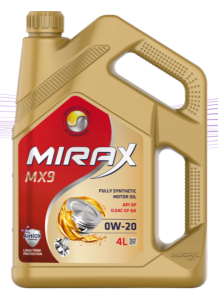 Моторное масло Mirax MX9 синт., SAE 0W-20 ILSAC GF-6A API SP 4л Акция 4+1
