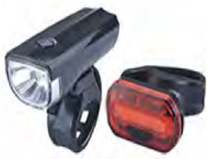 Комплект фонарей вело STG: задний+передний JY7024+6068T, Резин/хомут. Батарея 2*CR2032 (нет в компл)