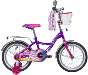 Велосипед Novatrack 16" Little Girlzz, торм. нож., корзина, фиолетовый 