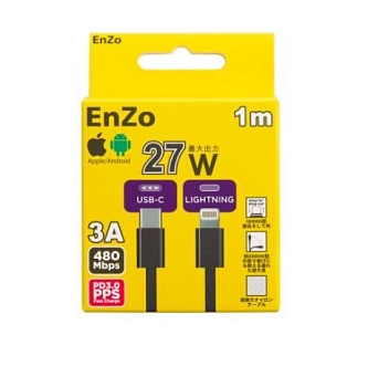 Кабель EnZo USB Type-C Lightning плетеный черный 1 м CL27-BB1