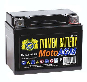Аккумулятор ТЮМЕНЬ МОТО 6МТС-4 AGM 50А