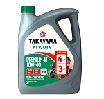 Масло моторное Takayama ATV/UTV Premium 4T SAE 10W-40 API SM JASO MA2 п/синт. 4л Акция 4л по цене 3л