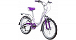 Велосипед Novatrack 20" Butterfly, белый-фиолетовый, 6 скор., v-brake