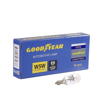 Лампа накаливания автомобильная Goodyear W5W 12V 5W W2.1x9.5d (коробка 10 шт.)