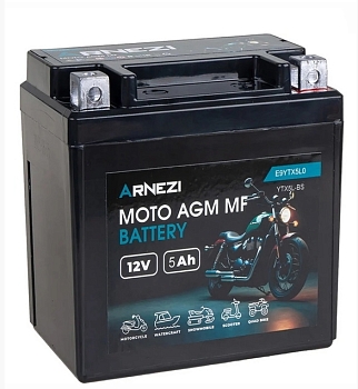 Аккумулятор Arnezi MOTO AGM 12V5 1205 оп 113х70х109 60 A